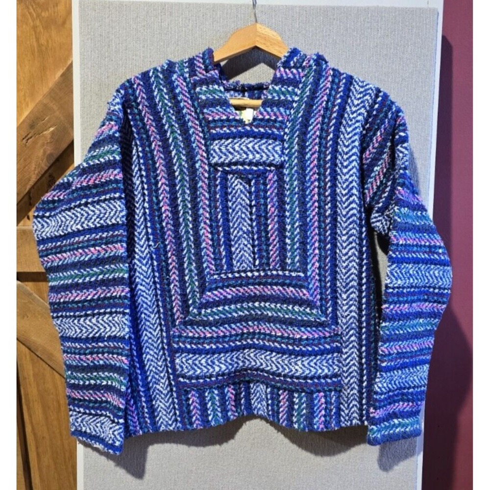 BAJA JOE Poncho Hoodie Sweater Adult Size XS Blue Green Black Pink Drugrug